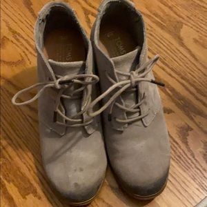 TOMS Lunata Desert Taupe Suede Lace-up Bootie